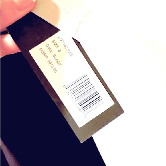 HALSTON HERITAGE BLACK FORMAL GOWN DRESS SEMI SHEER SZ 8 WEDDING PARTY NEW YEARS - Picture 5 of 6